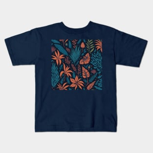leaves pattern orange and green Kids T-Shirt